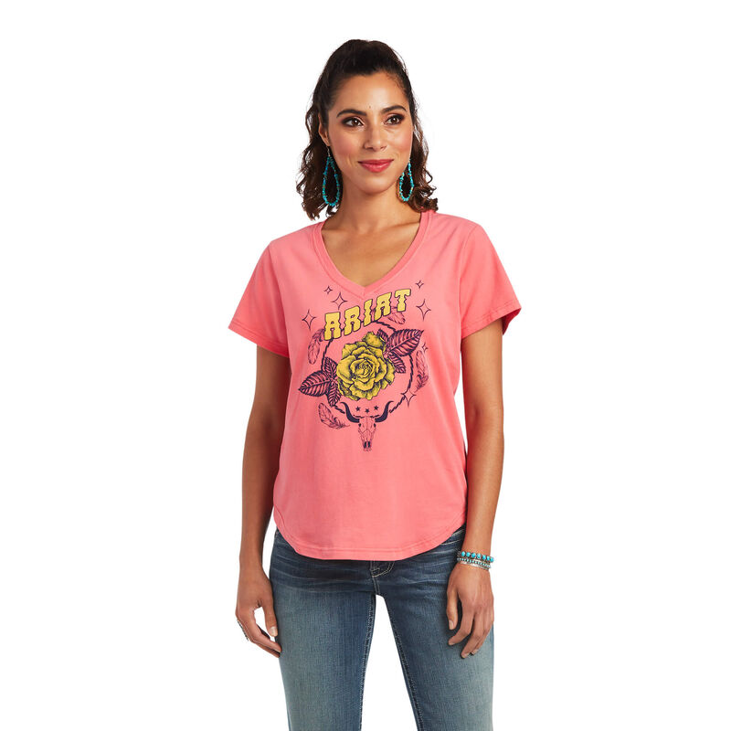 Camisetas Ariat Green Machine Coral Mujer - Chile 037-YKNSBG